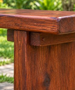 Ghế Băng Sân Vườn BG17 - Mặt Liền Khối Lượn Sóng Chân Tấm, Gỗ Thông