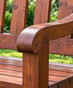 Ghế Băng Sân Vườn BG18 - Tựa Nan Đứng Có Khay Giữa, Gỗ Thông