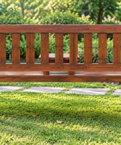 Ghế Băng Sân Vườn BG18 - Tựa Nan Đứng Có Khay Giữa, Gỗ Thông