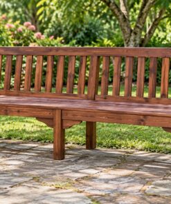 Ghế Băng Sân Vườn BG19 - Tựa Nan Đứng Tay Vịn Cong, Gỗ Thông