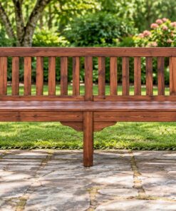 Ghế Băng Sân Vườn BG19 - Tựa Nan Đứng Tay Vịn Cong, Gỗ Thông