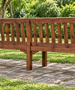 Ghế Băng Sân Vườn BG19 - Tựa Nan Đứng Tay Vịn Cong, Gỗ Thông