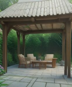 Giàn hoa pergola gỗ sân vườn, hình minh họa