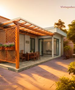 Giàn Hoa Pergola P10 - Vách Lưới Mắt Cáo Lấy Sáng, Gỗ Thông