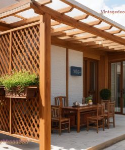 Giàn Hoa Pergola P10 - Vách Lưới Mắt Cáo Lấy Sáng, Gỗ Thông
