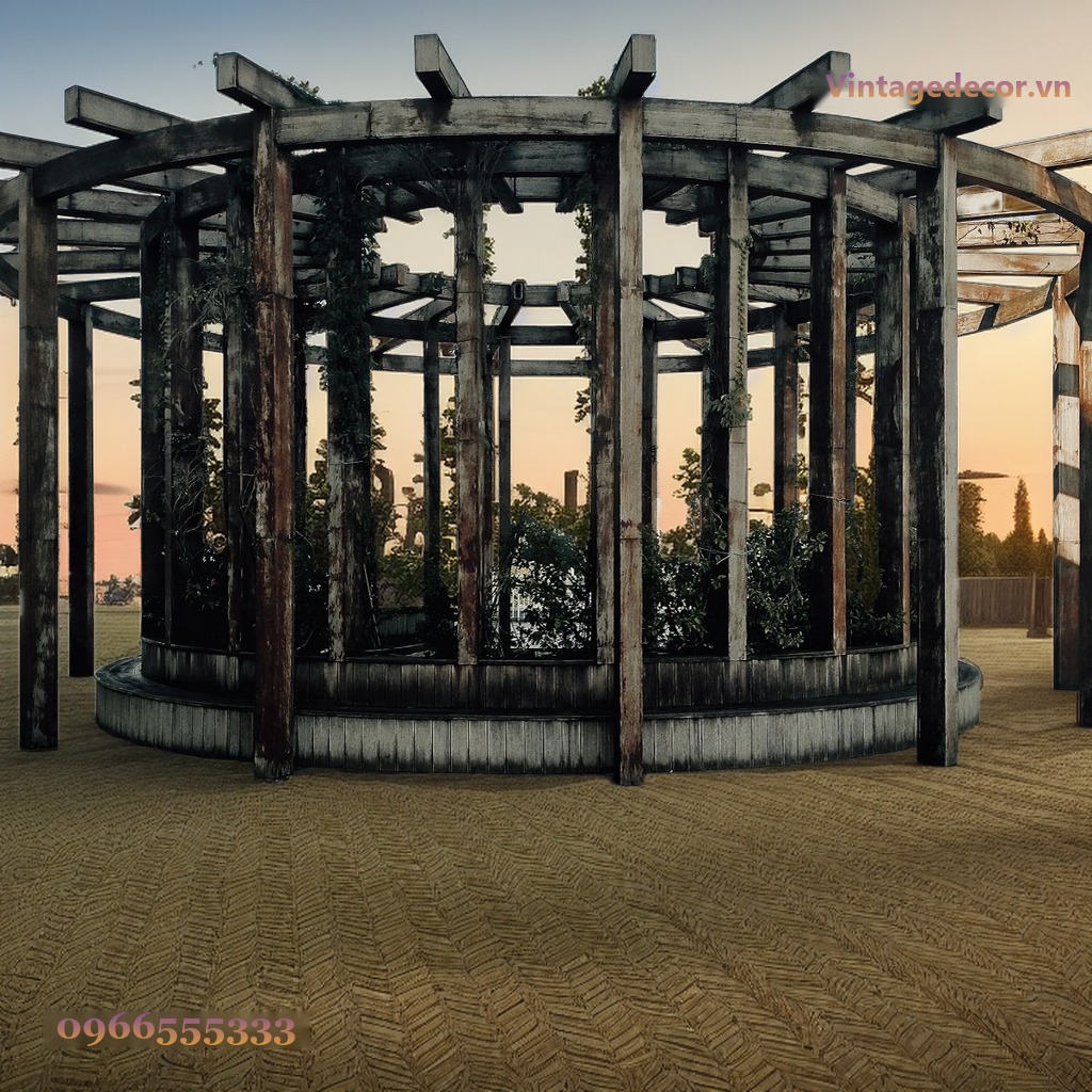 Giàn Hoa Pergola P13 - Khung Tròn Bao Quanh Bồn Cây, Gỗ Thông Giàn Hoa Pergola P13 - Khung Tròn Bao Quanh Bồn Cây, Gỗ Thông