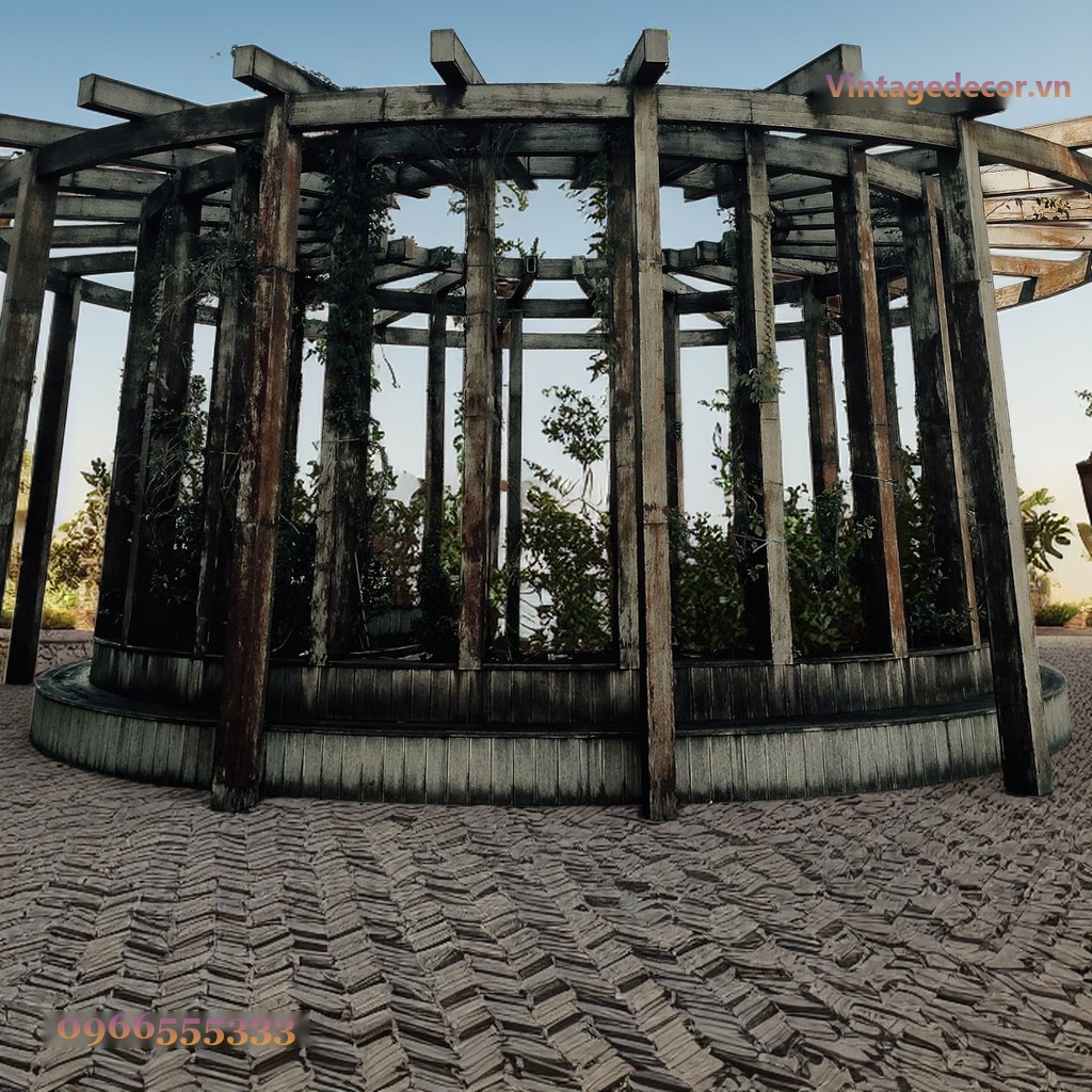 Giàn Hoa Pergola P13 - Khung Tròn Bao Quanh Bồn Cây, Gỗ Thông Giàn Hoa Pergola P13 - Khung Tròn Bao Quanh Bồn Cây, Gỗ Thông