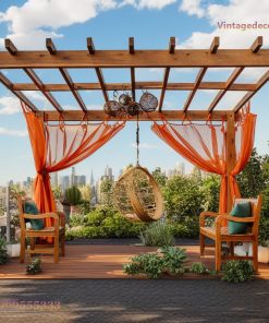 Giàn Hoa Pergola P19 - Khung Mở Rèm Voan Ghế Treo, Gỗ Thông