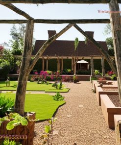 Giàn Hoa Pergola P22 - Khung Gỗ Mộc Chữ A Trên Bồn Cây, Gỗ Thông