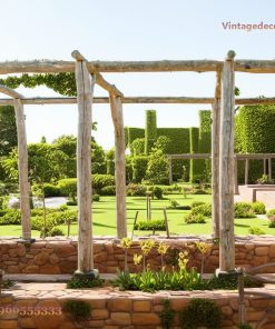 Giàn Hoa Pergola P22 - Khung Gỗ Mộc Chữ A Trên Bồn Cây, Gỗ Thông