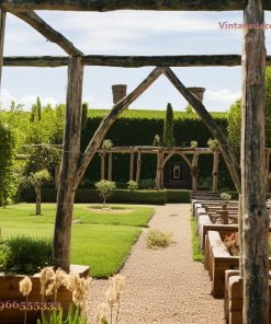 Giàn Hoa Pergola P22 - Khung Gỗ Mộc Chữ A Trên Bồn Cây, Gỗ Thông