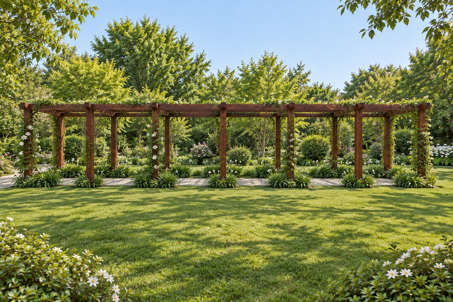 Giàn Hoa Pergola P26 - Hành Lang Cong Phủ Dây Leo Hoa Trắng, Gỗ Thông Giàn Hoa Pergola P26 - Hành Lang Cong Phủ Dây Leo Hoa Trắng, Gỗ Thông