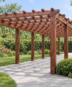 Giàn Hoa Pergola P29 - Hành Lang Thẳng Mái Nan Đan Ô Vuông, Gỗ Thông