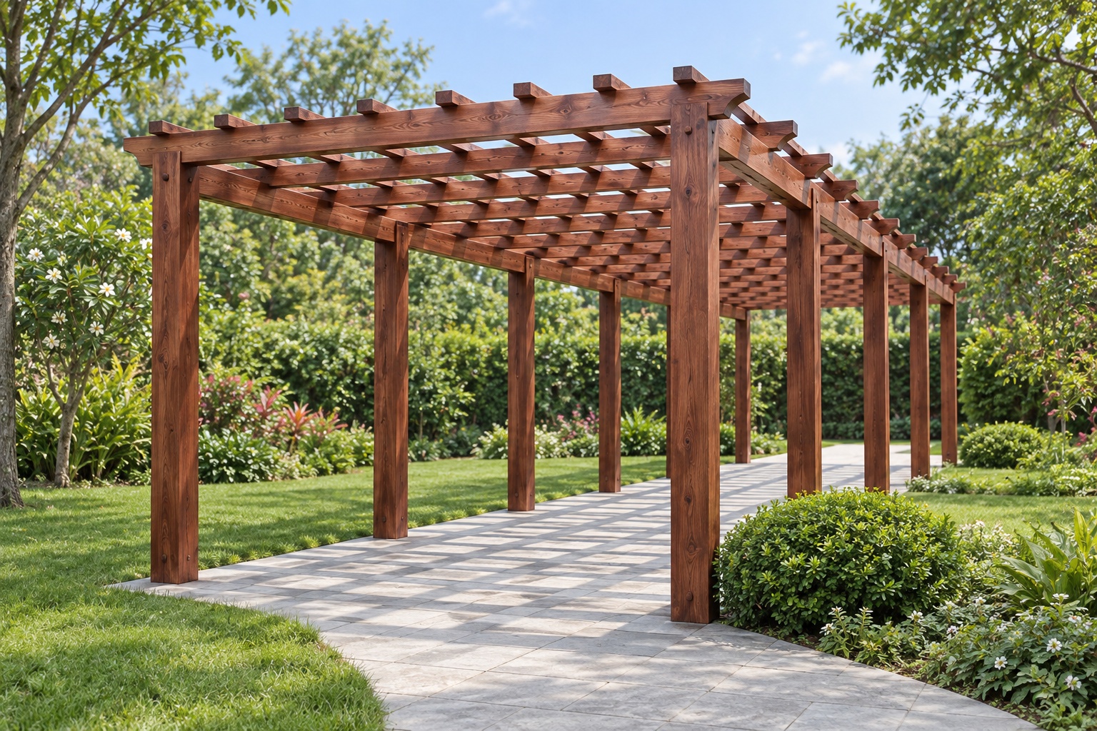 Giàn Hoa Pergola P29 - Hành Lang Thẳng Mái Nan Đan Ô Vuông, Gỗ Thông Giàn Hoa Pergola P29 - Hành Lang Thẳng Mái Nan Đan Ô Vuông, Gỗ Thông