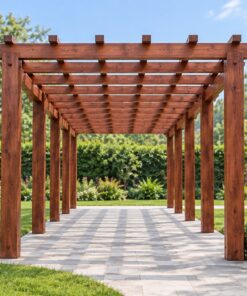 Giàn Hoa Pergola P29 - Hành Lang Thẳng Mái Nan Đan Ô Vuông, Gỗ Thông