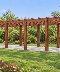 Giàn Hoa Pergola P29 - Hành Lang Thẳng Mái Nan Đan Ô Vuông, Gỗ Thông