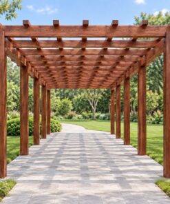 Giàn Hoa Pergola P29 - Hành Lang Thẳng Mái Nan Đan Ô Vuông, Gỗ Thông
