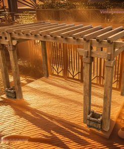Giàn Hoa Pergola P4 - Cột Vuông Lớn Dầm Chìa, Gỗ Thông Mộc