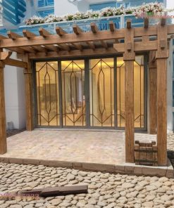 Giàn Hoa Pergola P4 - Cột Vuông Lớn Dầm Chìa, Gỗ Thông Mộc