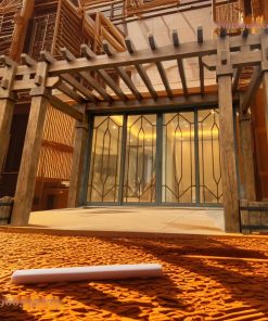 Giàn Hoa Pergola P4 - Cột Vuông Lớn Dầm Chìa, Gỗ Thông Mộc