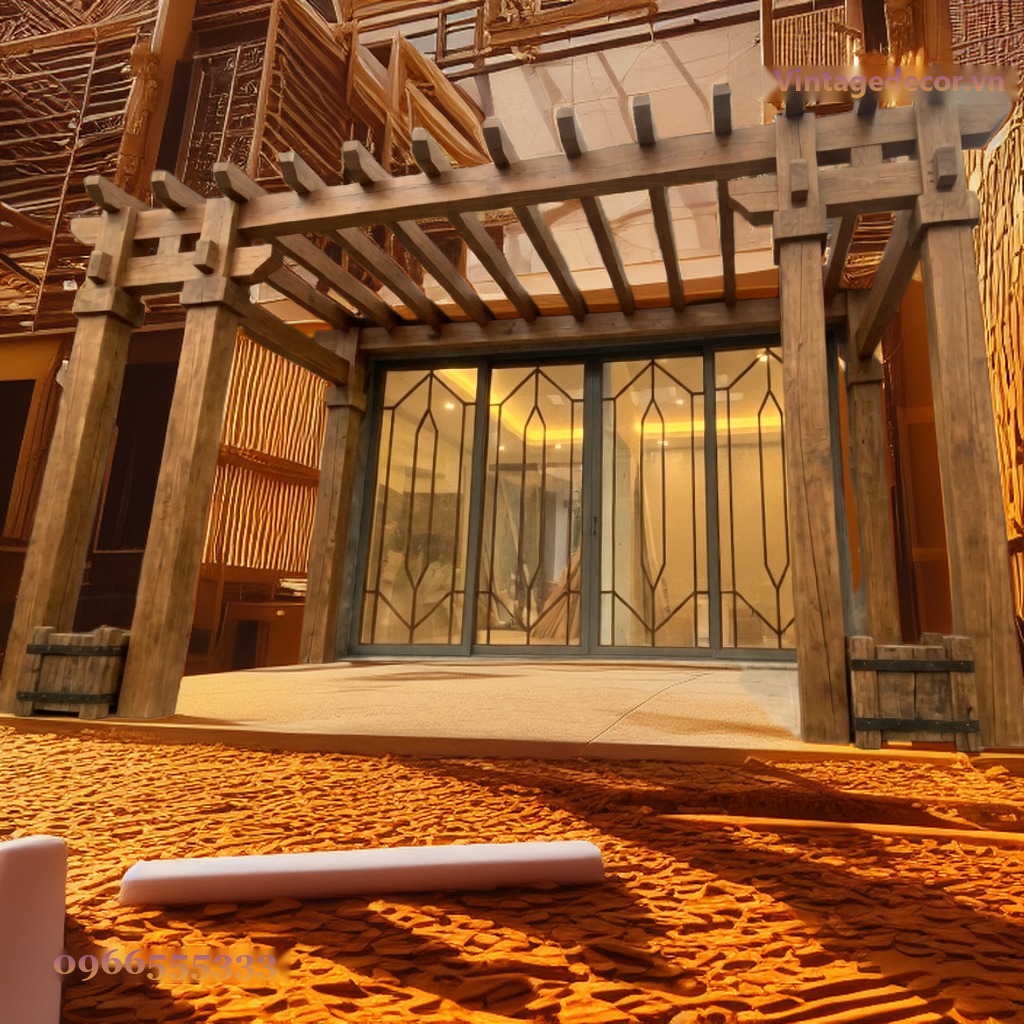 Giàn Hoa Pergola P4 - Cột Vuông Lớn Dầm Chìa, Gỗ Thông Mộc Giàn Hoa Pergola P4 - Cột Vuông Lớn Dầm Chìa, Gỗ Thông Mộc