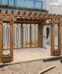 Giàn Hoa Pergola P4 - Cột Vuông Lớn Dầm Chìa, Gỗ Thông Mộc