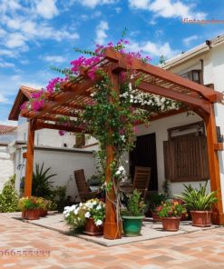 Giàn Hoa Pergola P5 - Áp Hiên Phủ Hoa Giấy, Gỗ Thông Tự Nhiên
