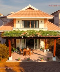Giàn Hoa Pergola P6 - Cột Vuông Bệ Đá Sân Biệt Thự, Gỗ Thông