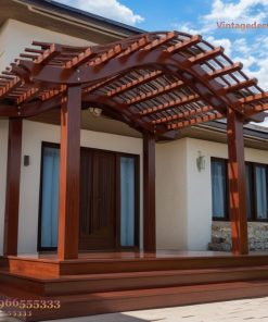 Giàn Hoa Pergola P8 - Khung Vòm Cong Lượn Sóng, Gỗ Thông