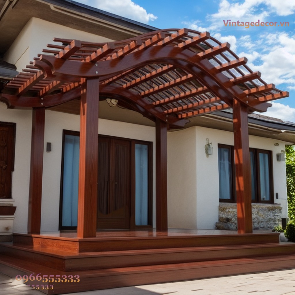Giàn Hoa Pergola P8 - Khung Vòm Cong Lượn Sóng, Gỗ Thông Giàn Hoa Pergola P8 - Khung Vòm Cong Lượn Sóng, Gỗ Thông