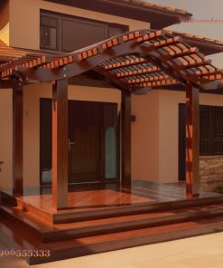 Giàn Hoa Pergola P8 - Khung Vòm Cong Lượn Sóng, Gỗ Thông
