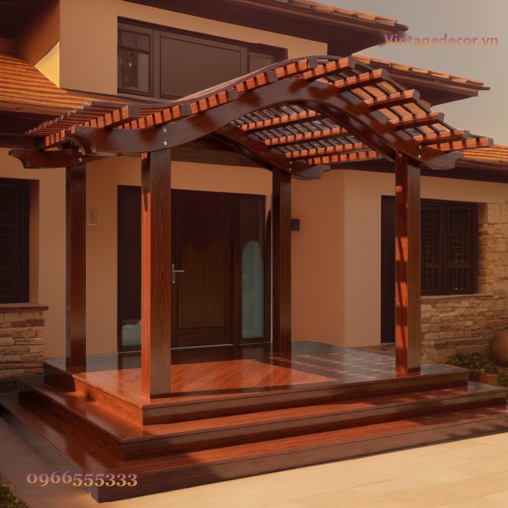 Giàn Hoa Pergola P8 - Khung Vòm Cong Lượn Sóng, Gỗ Thông Giàn Hoa Pergola P8 - Khung Vòm Cong Lượn Sóng, Gỗ Thông