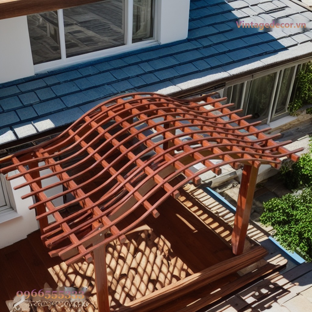 Giàn Hoa Pergola P8 - Khung Vòm Cong Lượn Sóng, Gỗ Thông Giàn Hoa Pergola P8 - Khung Vòm Cong Lượn Sóng, Gỗ Thông