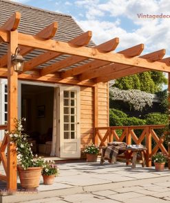 Giàn Hoa Pergola P9 - Lan Can Chữ X Hiên Nhà, Gỗ Thông