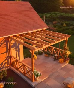 Giàn Hoa Pergola P9 - Lan Can Chữ X Hiên Nhà, Gỗ Thông