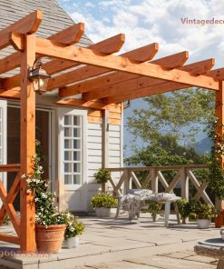 Giàn Hoa Pergola P9 - Lan Can Chữ X Hiên Nhà, Gỗ Thông