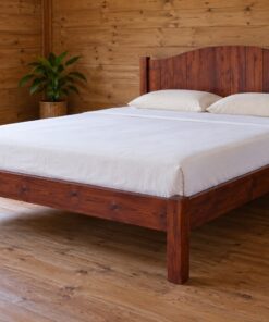 Giường Gỗ Thông GN12 - Đầu Giường Đỉnh Cong Vòm, Gỗ Thông