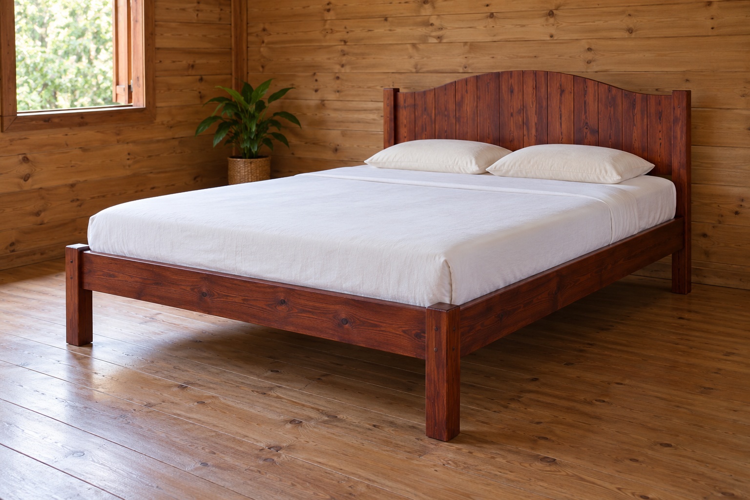 Giường Gỗ Thông GN12 - Đầu Giường Đỉnh Cong Vòm, Gỗ Thông Giường Gỗ Thông GN12 - Đầu Giường Đỉnh Cong Vòm, Gỗ Thông