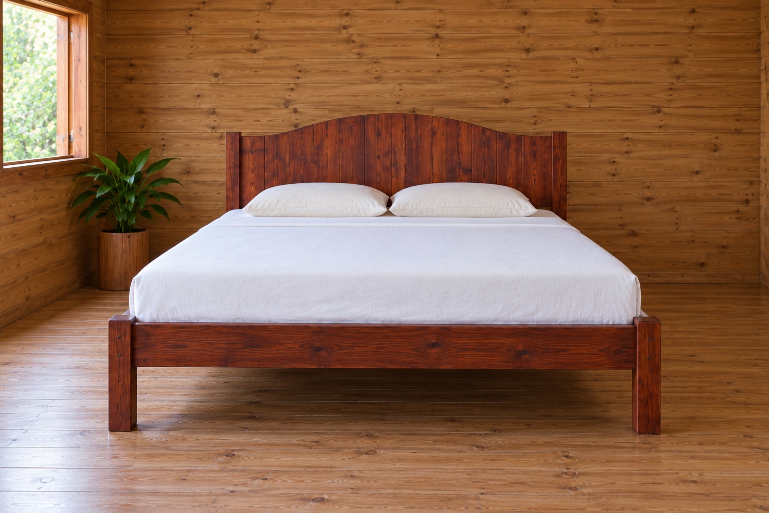 Giường Gỗ Thông GN12 - Đầu Giường Đỉnh Cong Vòm, Gỗ Thông Giường Gỗ Thông GN12 - Đầu Giường Đỉnh Cong Vòm, Gỗ Thông