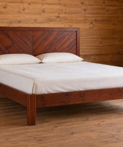 Giường Gỗ Thông GN13 - Đầu Giường Ván Ghép Xương Cá, Gỗ Thông