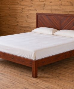 Giường Gỗ Thông GN13 - Đầu Giường Ván Ghép Xương Cá, Gỗ Thông