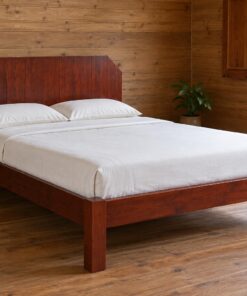 Giường Gỗ Thông GN8 - Đầu Giường Ván Dọc Vát Chéo Hai Góc, Gỗ Thông