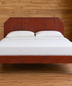 Giường Gỗ Thông GN8 - Đầu Giường Ván Dọc Vát Chéo Hai Góc, Gỗ Thông