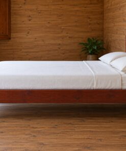 Giường Gỗ Thông GN8 - Đầu Giường Ván Dọc Vát Chéo Hai Góc, Gỗ Thông
