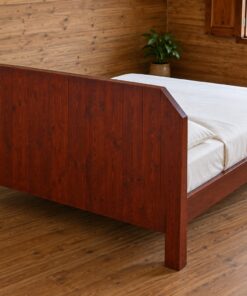 Giường Gỗ Thông GN8 - Đầu Giường Ván Dọc Vát Chéo Hai Góc, Gỗ Thông