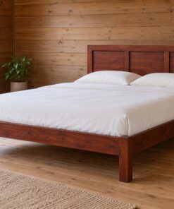 Giường Gỗ Thông GN9 - Đầu Giường Chia Ba Ô Ván Chìm, Gỗ Thông