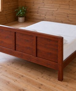 Giường Gỗ Thông GN9 - Đầu Giường Chia Ba Ô Ván Chìm, Gỗ Thông