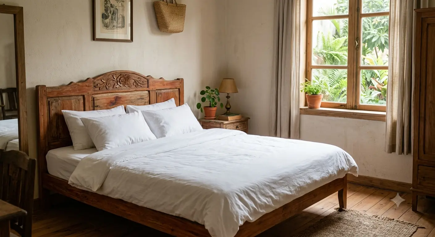 Thiết kế giường ngủ gỗ phong cách Vintage: chọn gỗ, kích thước và bố trí