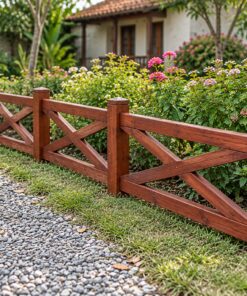 Hàng Rào Gỗ Sân Vườn HR5 - Viền Luống Thấp Đan Chéo, Gỗ Thông