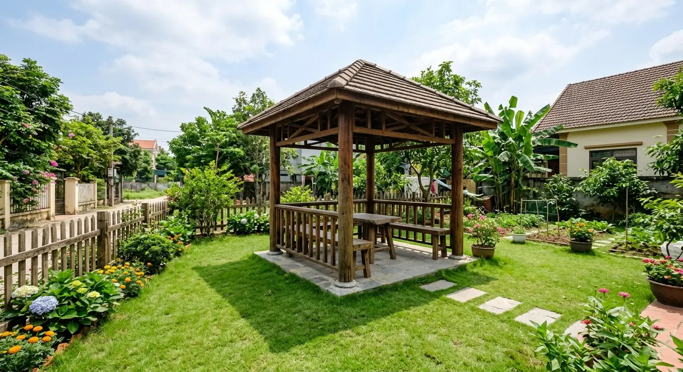 Kích thước chòi sân vườn: chọn size nào phù hợp diện tích nhà bạn